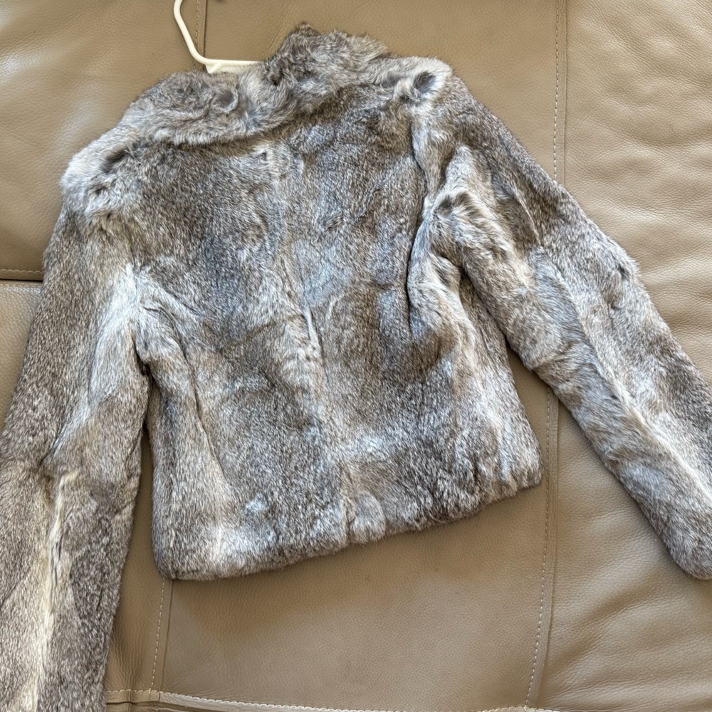 NWT Vintage Express Grey Fur Crop Coat - Picture 4 of 6